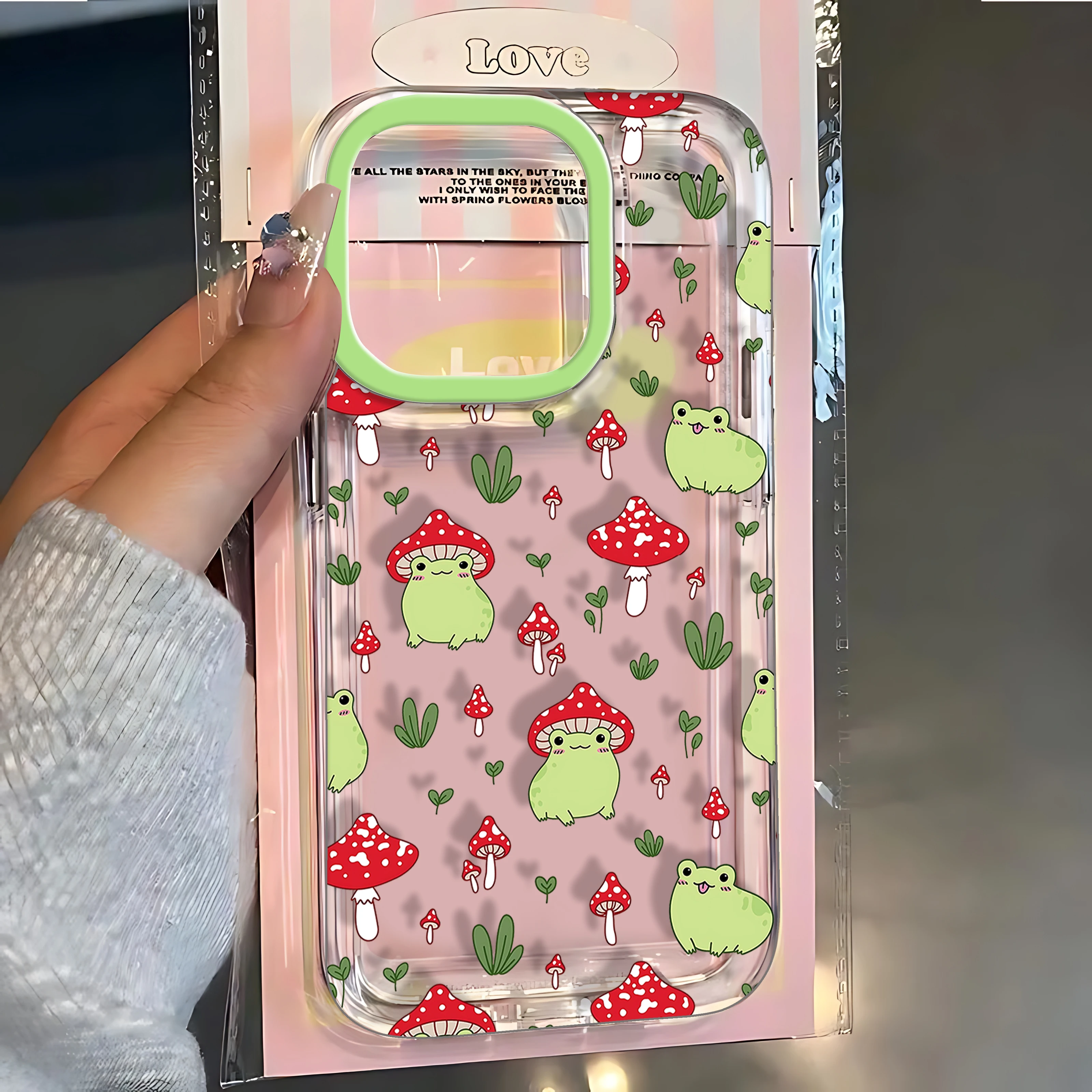Niedliche Cartoon-Pilz-Handyhülle für iPhone 17 16 16e 15 14 13 12 11 Mini Pro Max X XR XSMax 7 8 Air Plus Transparente Rückseite