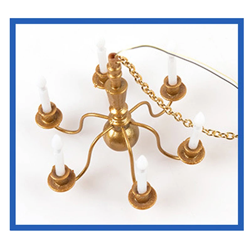 Dollhouse Furniture Kid's Realistic Chandelier Light Preschool Pretend Play Sand Table Toy Scaled Model LED Ceiling Lamp 3