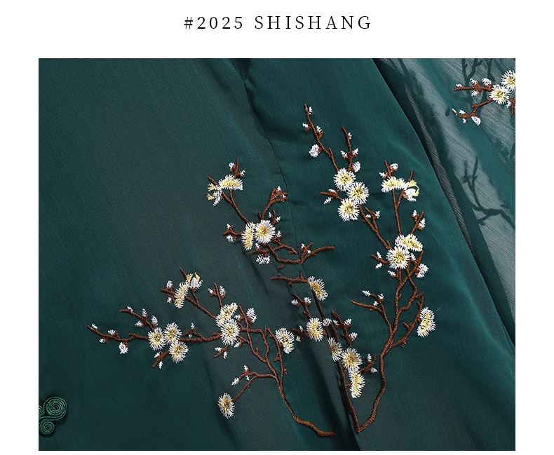 Chinesischen Stil bestickte Bluse Pflaume Blume Schößchen Hemd Stehkragen 3/4 Ärmel Retro Cheongsam Shirt Damen elegante lose Top – Detail 5