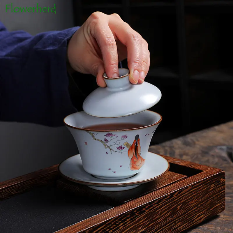 ExtraLargeRuKilnCeramicGaiwanCupTeaInfuserTeaTureenTeaware