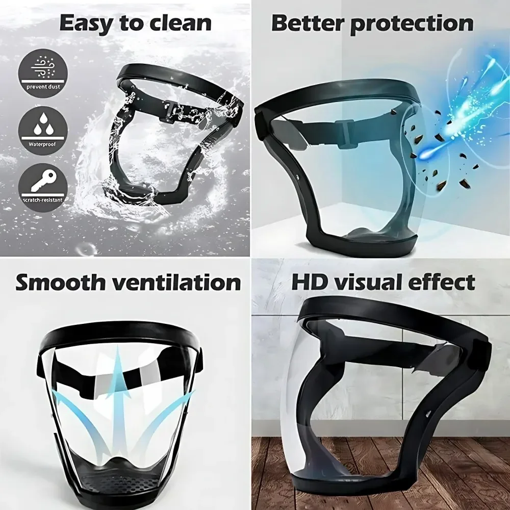 Full Face Shield Transparent Safety Mask with Filthers Oil-splash Proof Eye Facial Anti-fog Head Cover Work Protection Glasses face shield mask