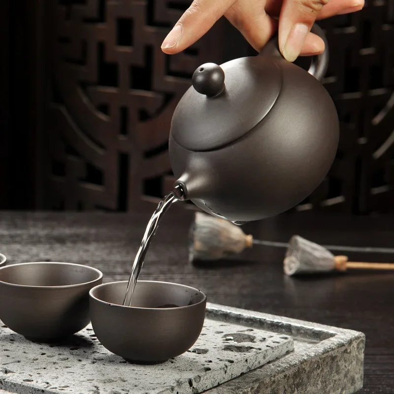 Yixing Purple Sand Tea Set Black/Red Ceramic Kung Fu Teapot Handmade Teacup Gaiwan Tureen Tea Ceremony