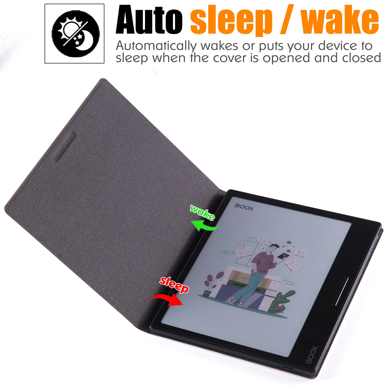 Estojo Magnético para Onyx Boox Leaf3 c E-reader Couro pu Premium Leve e Fino Capa Folio com Auto Dormir And Wake - Imagem 2