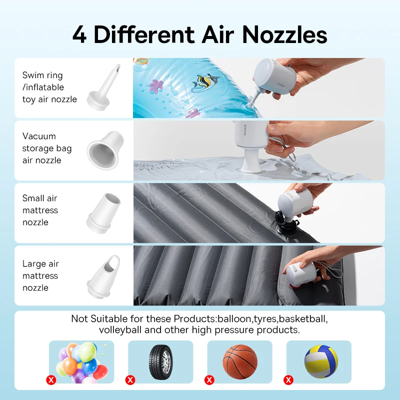 Baseus tragbare Luftpumpe elektrischer Luft kompressor für Luft