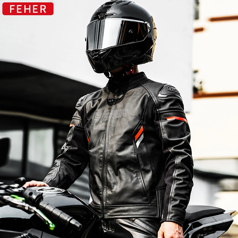 Motorcycle Leather Jacket Men Windproof Motocross Outdoor Cycling Protective Clothing Wear Resistant Leather Clothing