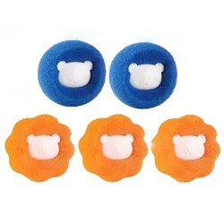 Reusable Pet Hair and Lint Remover Laundry Balls - Set of 3 - 10 (3 Orange 2 Blue)