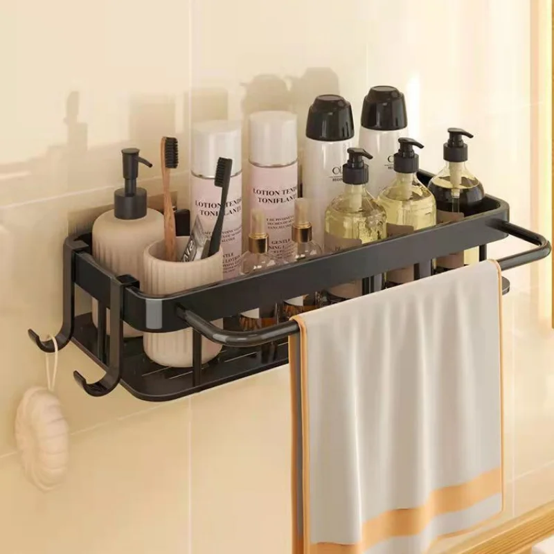 Bathroom Storage Shelf Bathroom Shelves Accessories Organizers Wall-mounted Metal Shelves Without Punching Holes bathroom storage shelf