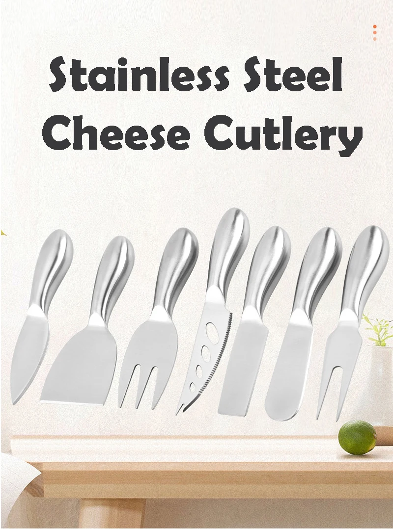 Description Picture 2 of itemMultifunction Cheese Cutlery Baking Tools Set Stainless Steel Cheese Slicer Kitchen Gadgets Butter Knife Mini Cake Bread Knives