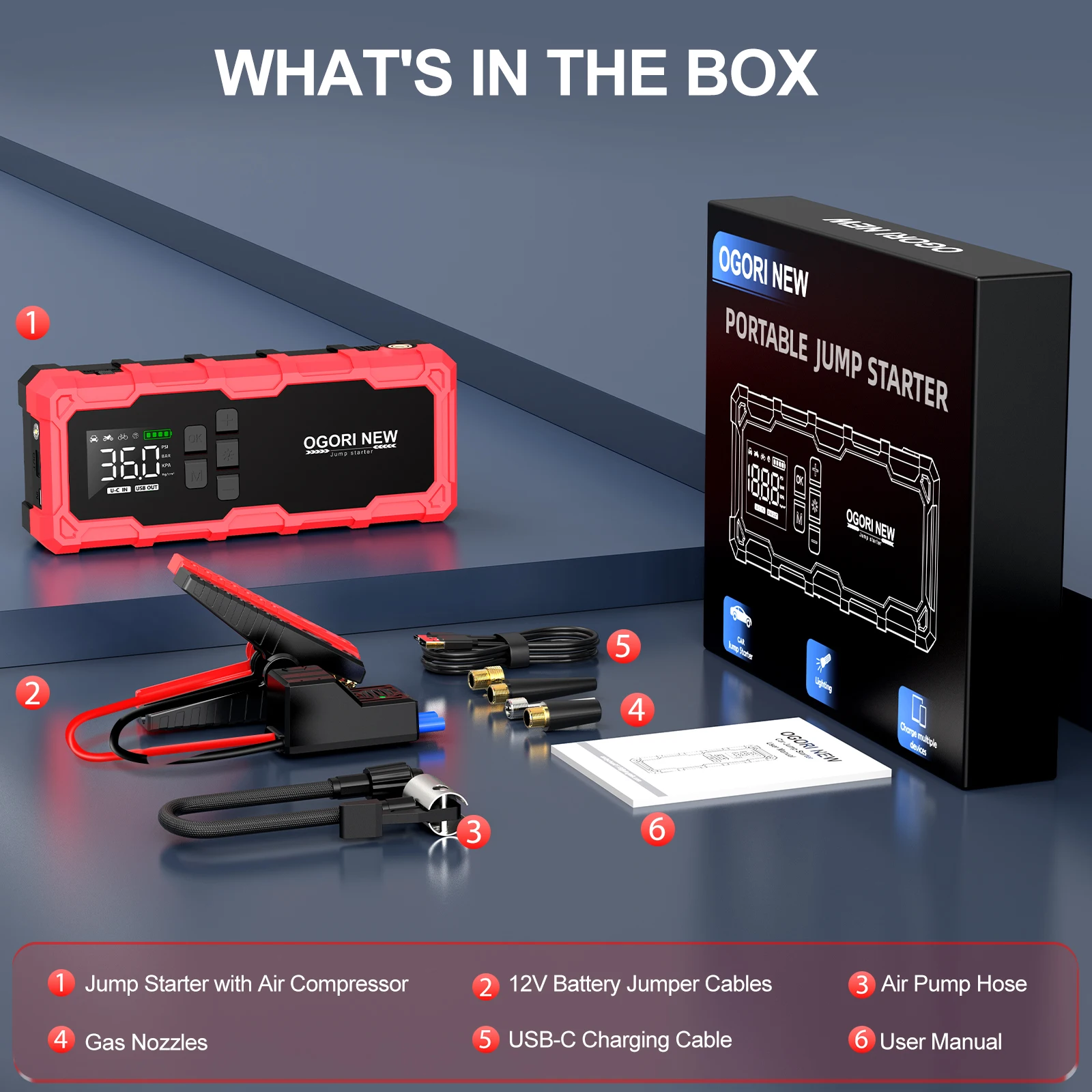 7HAHA3 Booster De Batterie De Démarrage De Voiture Portable 1200A Peak