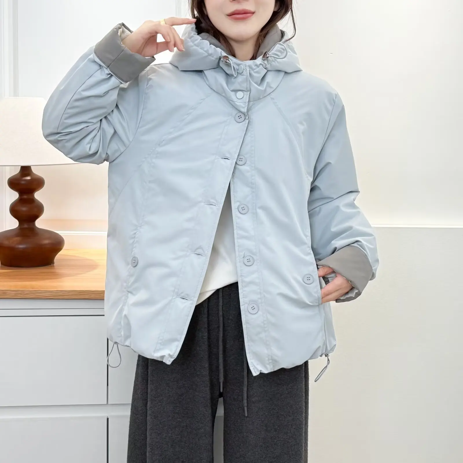 XXXXL Fashion Plus Size Women's Parkas Winter New Korean-style Padded Hooded Jacket Casual Warm Fleece Coat 2584