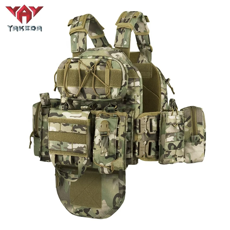 

YAKEDA Quick Release Chaleco Cordura Buckle Tactical Plate Carrier Molle Crotch Protection Tactical Vest 1000D polyester