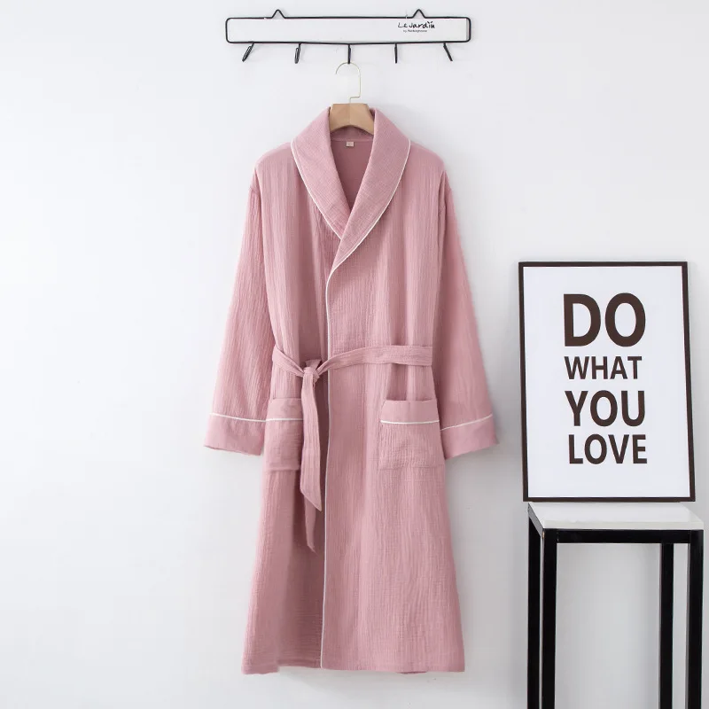 Women's Bathrobe Pure Cotton Large Size Spring Autumn Sleepwear Robe Long Sleeve Couple Home Wear Clothing Female Night Robes