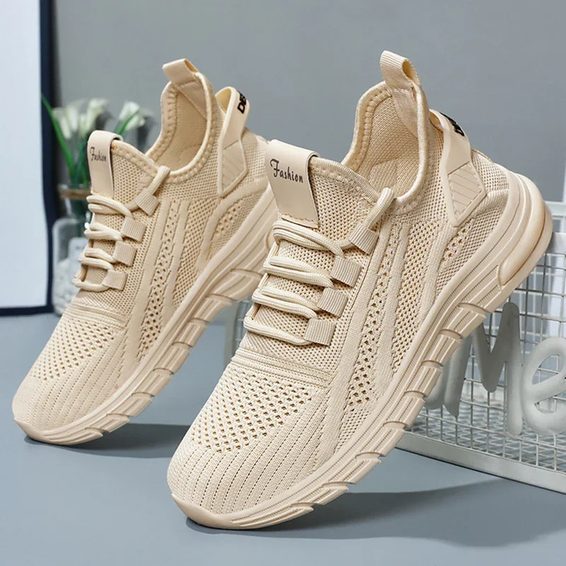 2025 Breathable White Sneakers for Women Soft Sole Lace Up Casual Sports Shoes Woman Comfortable Mesh Walking Shoes Female
