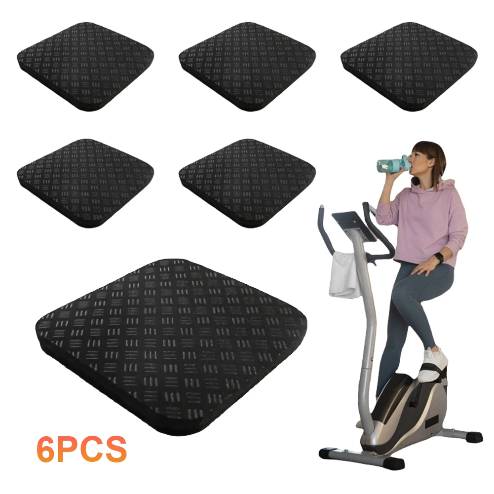 6Pcs Silicone Treadmill Mats Exercise Equipment Mats Multipurpose Workout Mat Noise Reduction for Walking Pad Exercise Bike