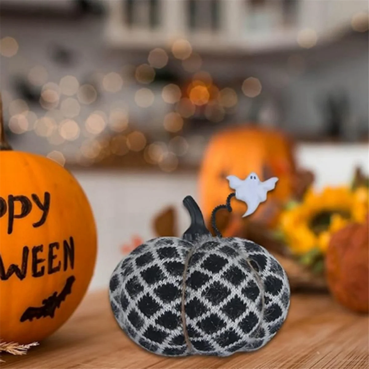Halloween Pumpkin Pillow Decor 3D Pumpkin Throw Pillow Plush Pumpkins Decorations for Fall Bedroom Home Black