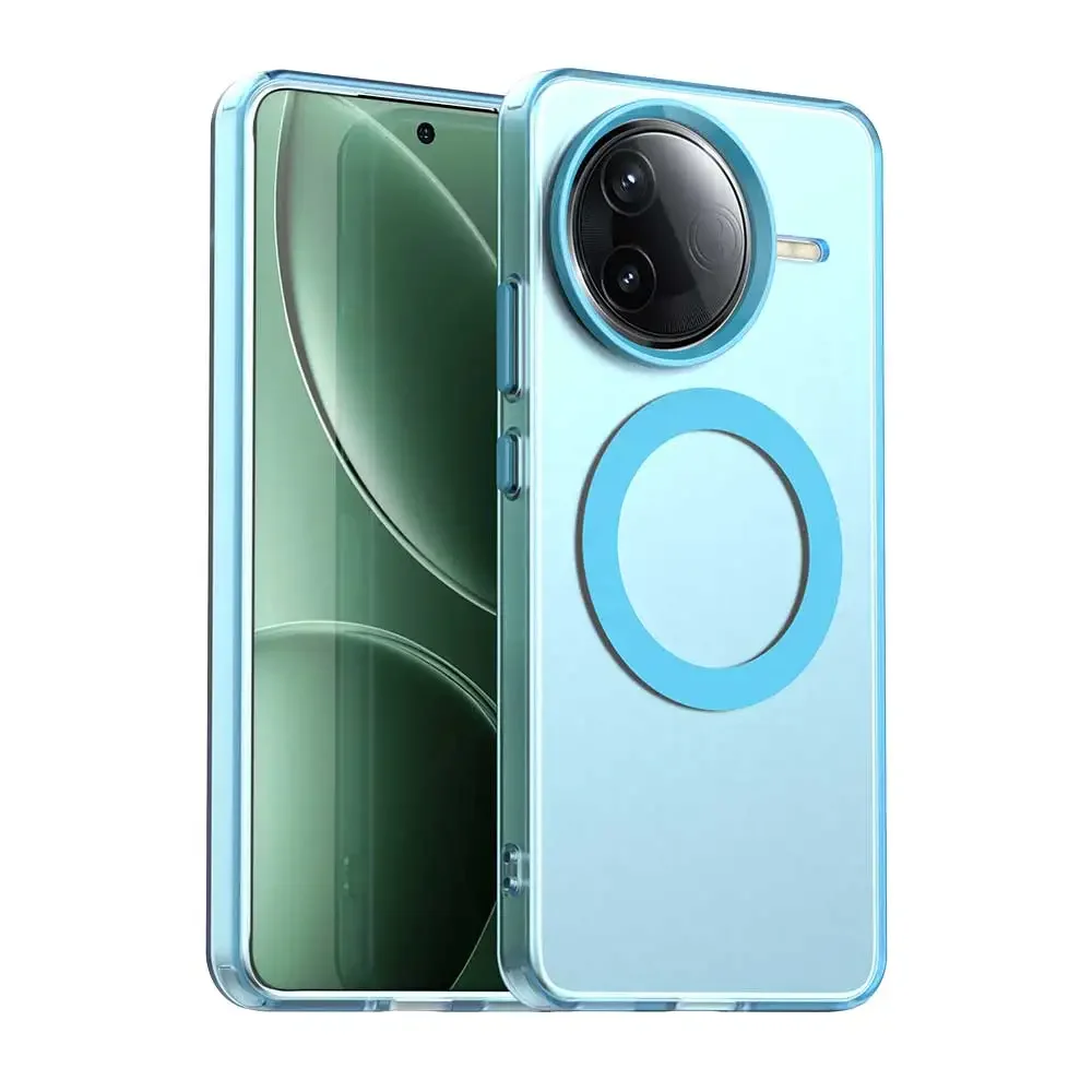 Enhanced Magnetic Wireless Charging Translucent PC Phone Cover with Candy Bumper