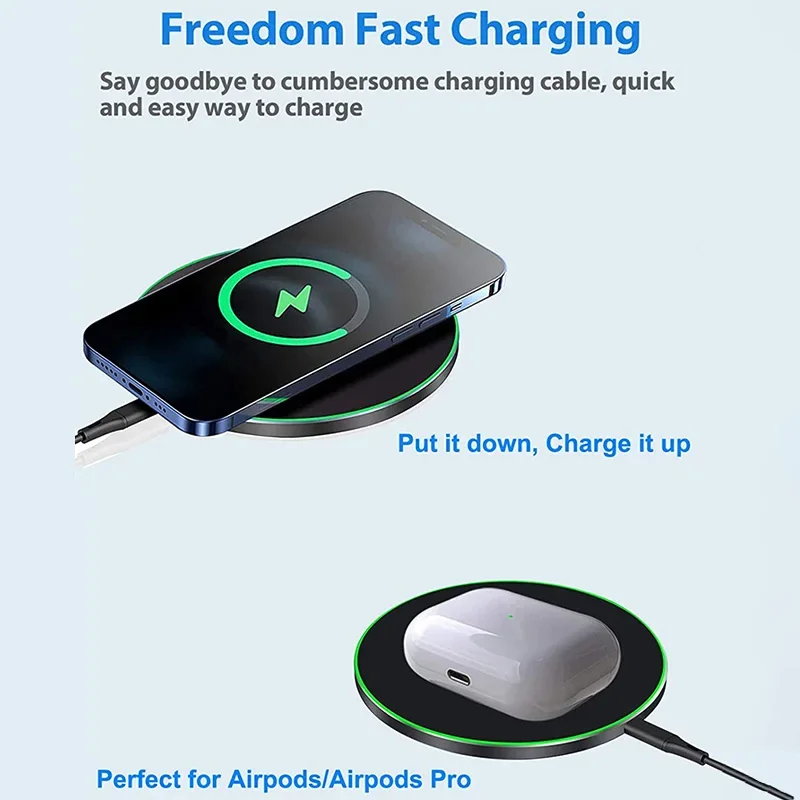 100W Wireless Charger USB C Pad Quick Charge QC 3.0 For iPhone 16 15 14 13 12 11 XR 8 Samsung S24 S23 S22