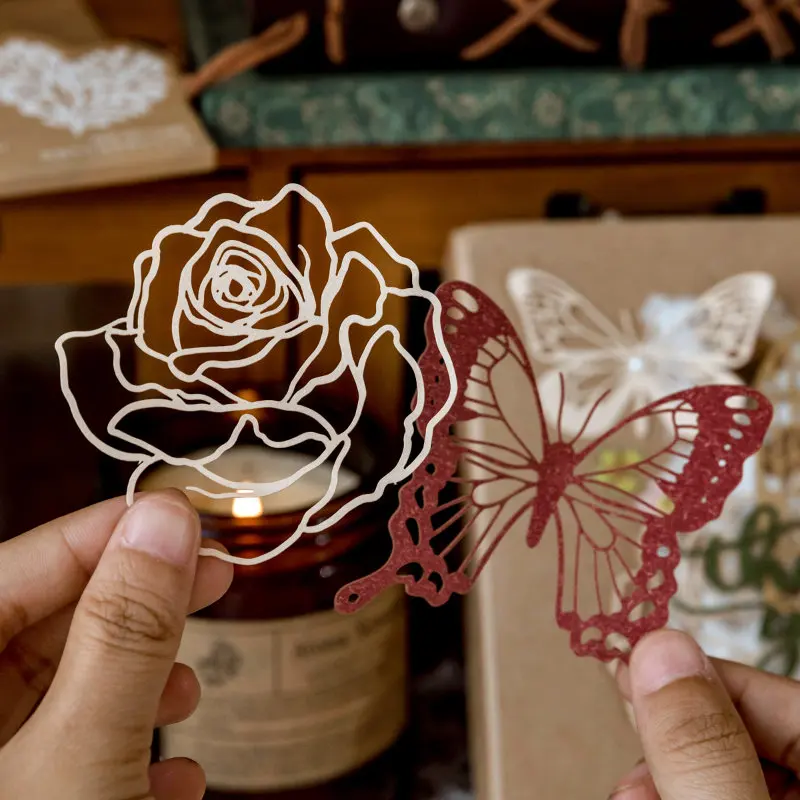 Journamm 10pcs/pack Vintage Material Paper Butterfly Paper Collage Junk Journal Scrapbooking Stationery Vintage Materials Paper 4