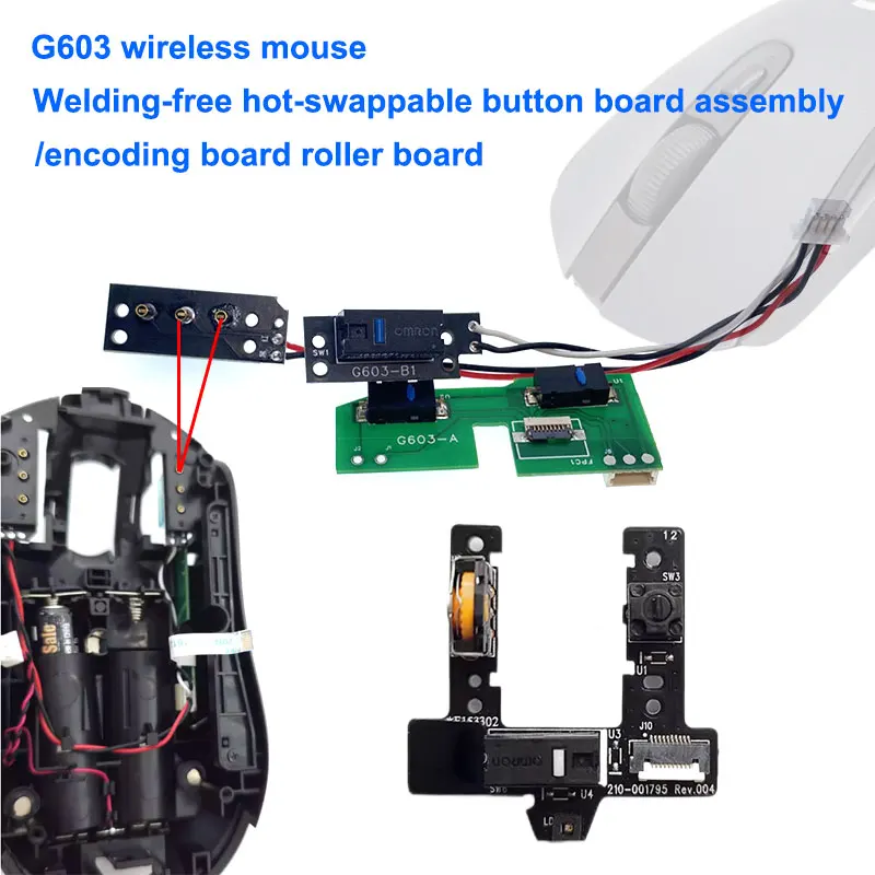 Compatible Repair and Replacement Parts for Logitech G603 Mouse - Solder-Free Hot-Swappable Button Board/Encoding Roller Board