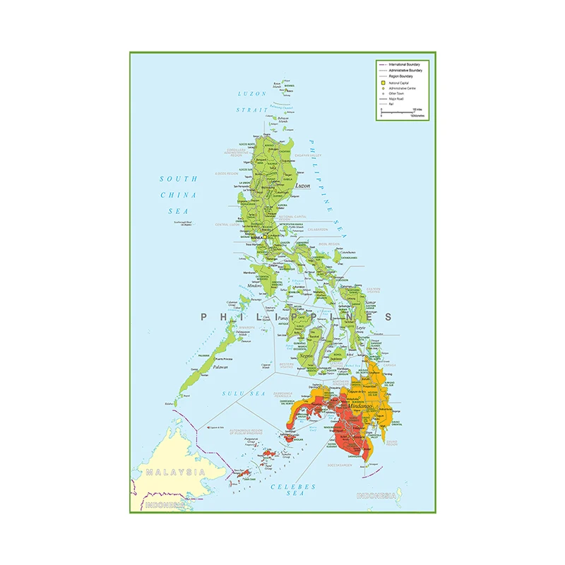 The Philippines Administrative Map Poster Wall Art Print Canvas Painting Office Supplies Living Room Home Decor 100*150cm