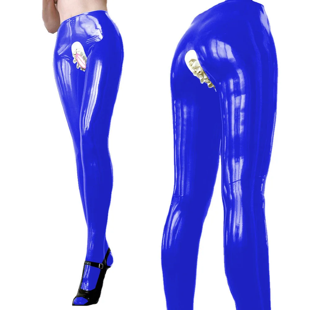 Women's Skinny Faux PVC Leather Legging,Sexy Crotch Pants,Exotic Ruffles,Open Crotch Pants,High Waist,Soft Latex,Fetish Trousers
