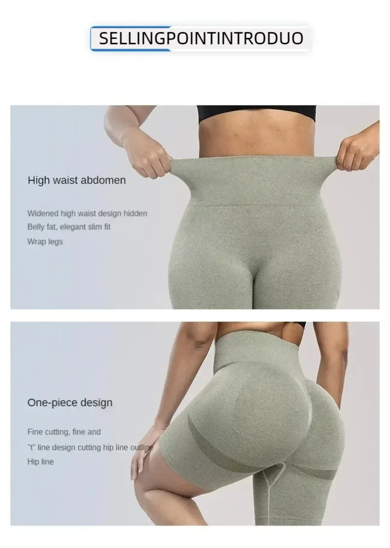 Description Picture 5 of itemSeamless Sports Women Shorts Muliticolor Yoga Shorts Stretchy High Waist Running Cycling Leggings Hip Liftting Solid Gym Shorts