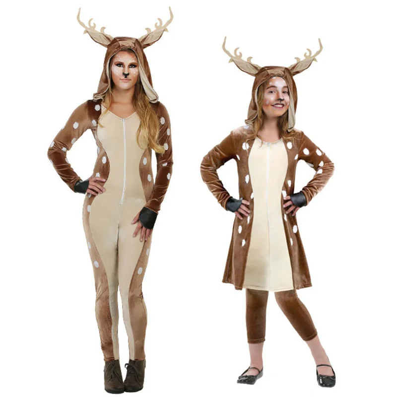 

Halloween Carnival Stage Performance Cosplay Adult Child Female Animal Sika Deer Costume Reindeer Elk Costumes