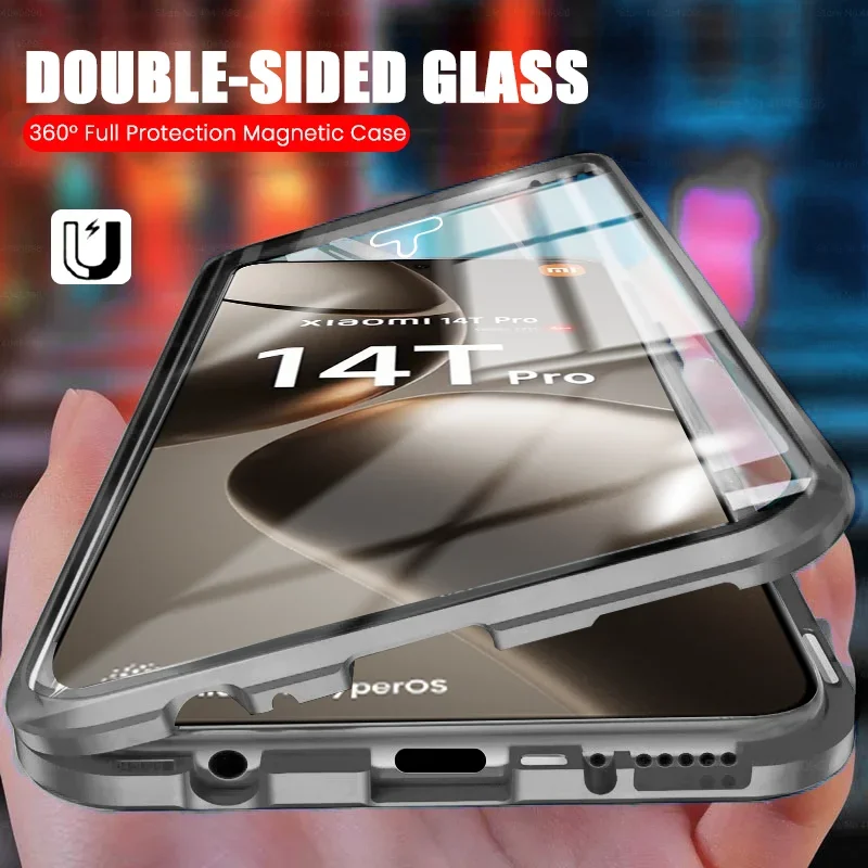 360 Double Sided Magnetic Adsorption Metal Bumper Glass Phone Case