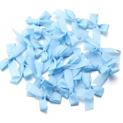 Pink Satin Ribbon Bows - Set of 50, Small Size Craft and Party Decor - 4x3.5cm 50Pcs (Blue)