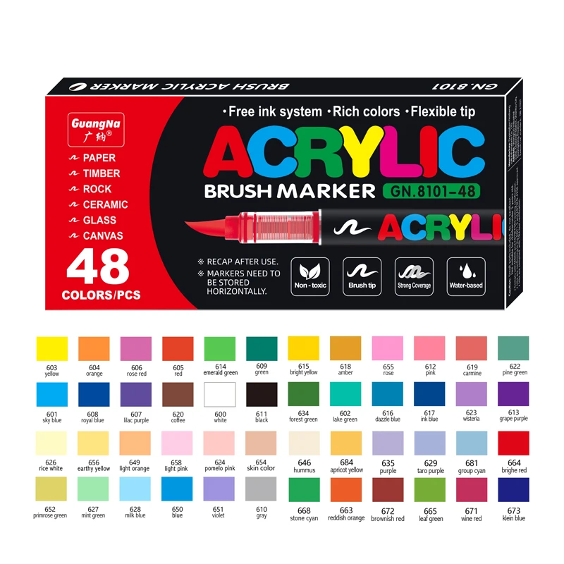guangna アクリルマーカー 164色 Amazon.com: Guangna Acrylic Paint Markers Brush Tip, 36