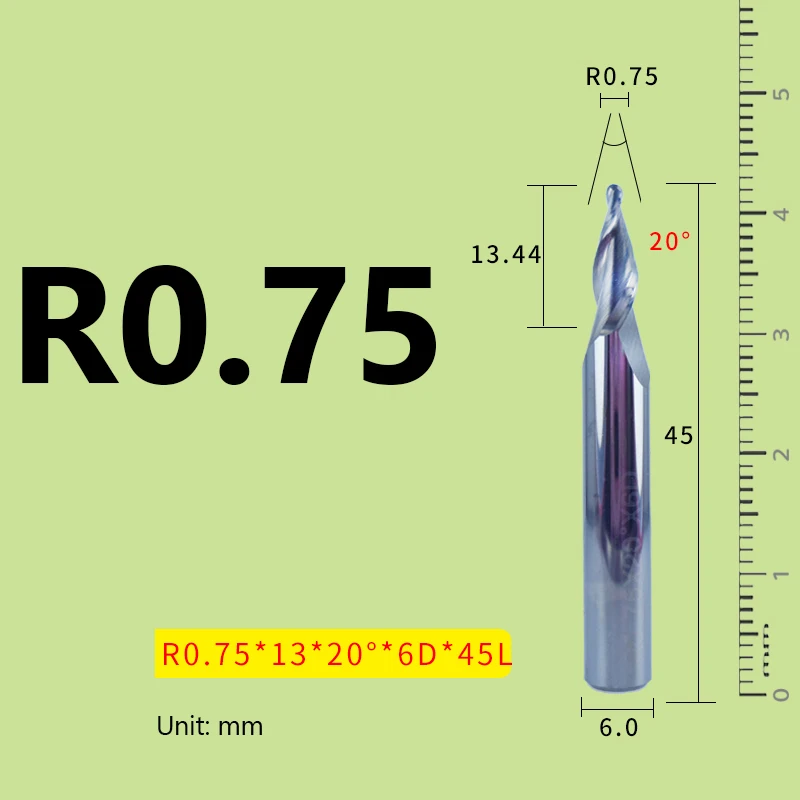 Taper Ball Nose End Mill 30° 20° 6 Shank Tungsten Steel Ball End Milling Cutter CNC Aluminum Woodworking Engraving Bit slab milling cutter Machine Tools & Accessories