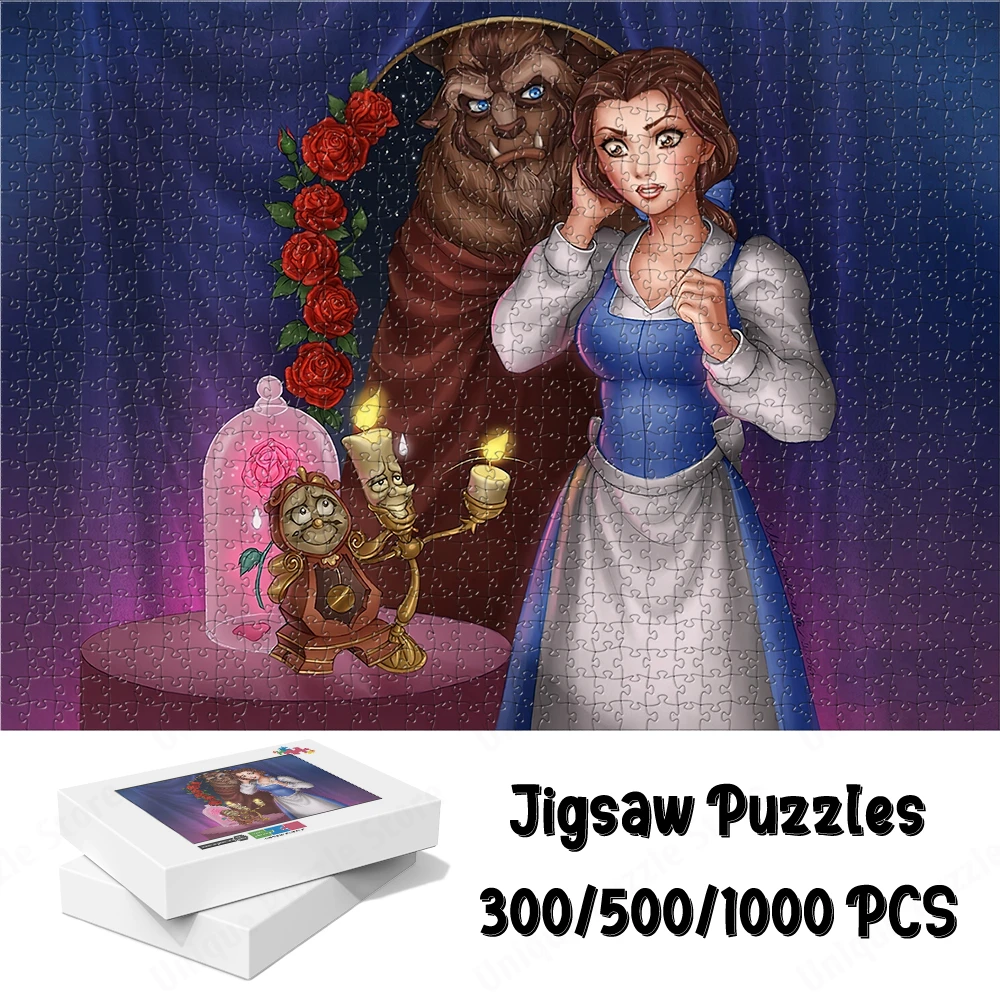 Beauty and Beast Cartoon Puzzle Disney Classic Toys Hobbies Walt Disney Anime Fun Family Game for Kids Adults Large Adult Jigsaw 2 pcs character hand puppet finger family kids toy toy for story telling cartoon