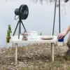 Folding Camping Table Beach Table with 4 Cup Holders Handle Design Multipurpose Outdoor Desk Cooking Desk for BBQ Backpacking 4
