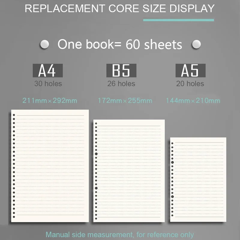 Transparente Folhas Soltas Binder Notebook Diário Inner Core Cover Caderno Planejador de Jornal Artigos de Papelaria a5 b5 a4 - Imagem 2