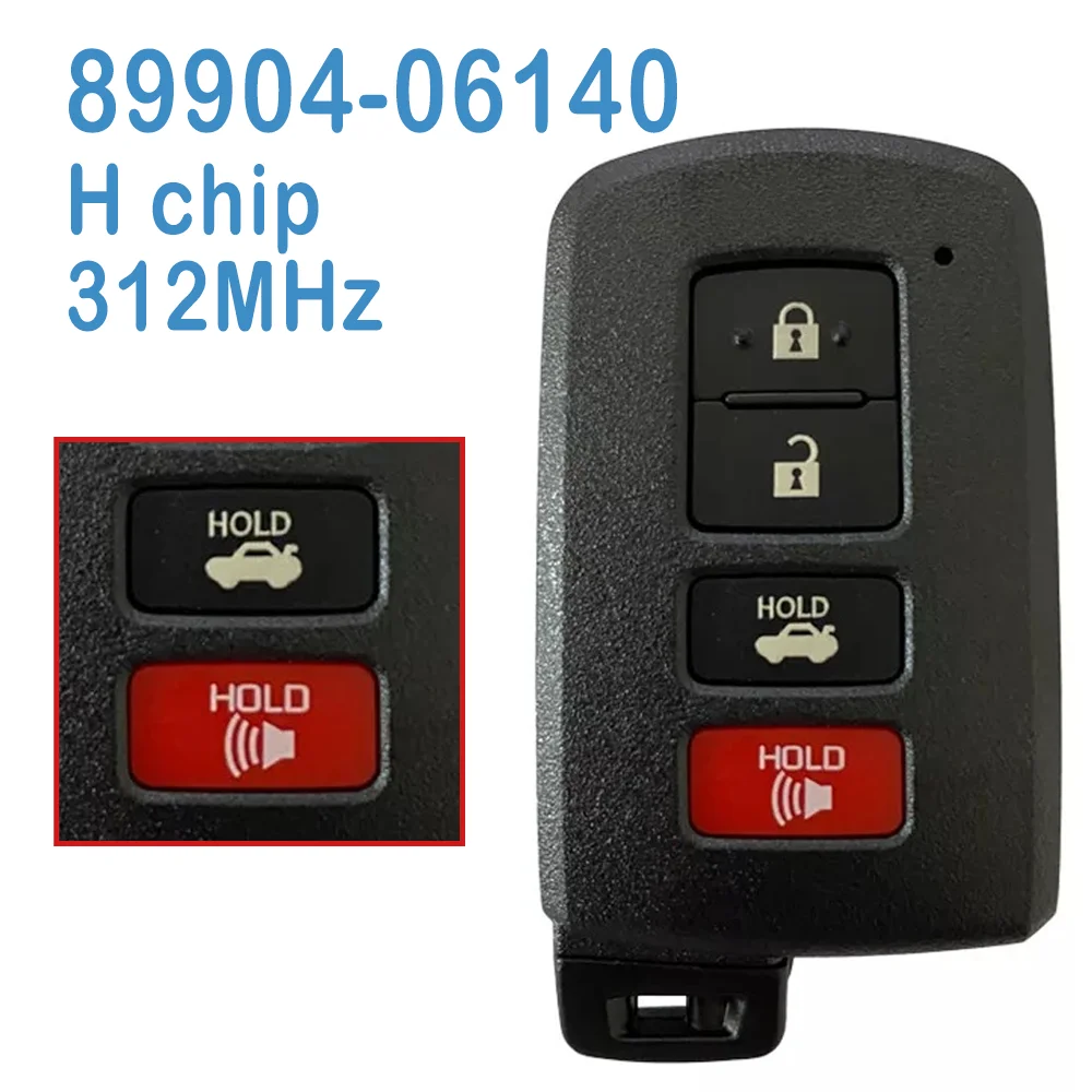 

89904-06140 Автомобильная смарт-плата с дистанционным управлением №: 0020 H чип 312 МГц 3 + 1B сменный Автомобильный ключ для Toyota Avalon Camry Corolla Prius RAV4 12-20