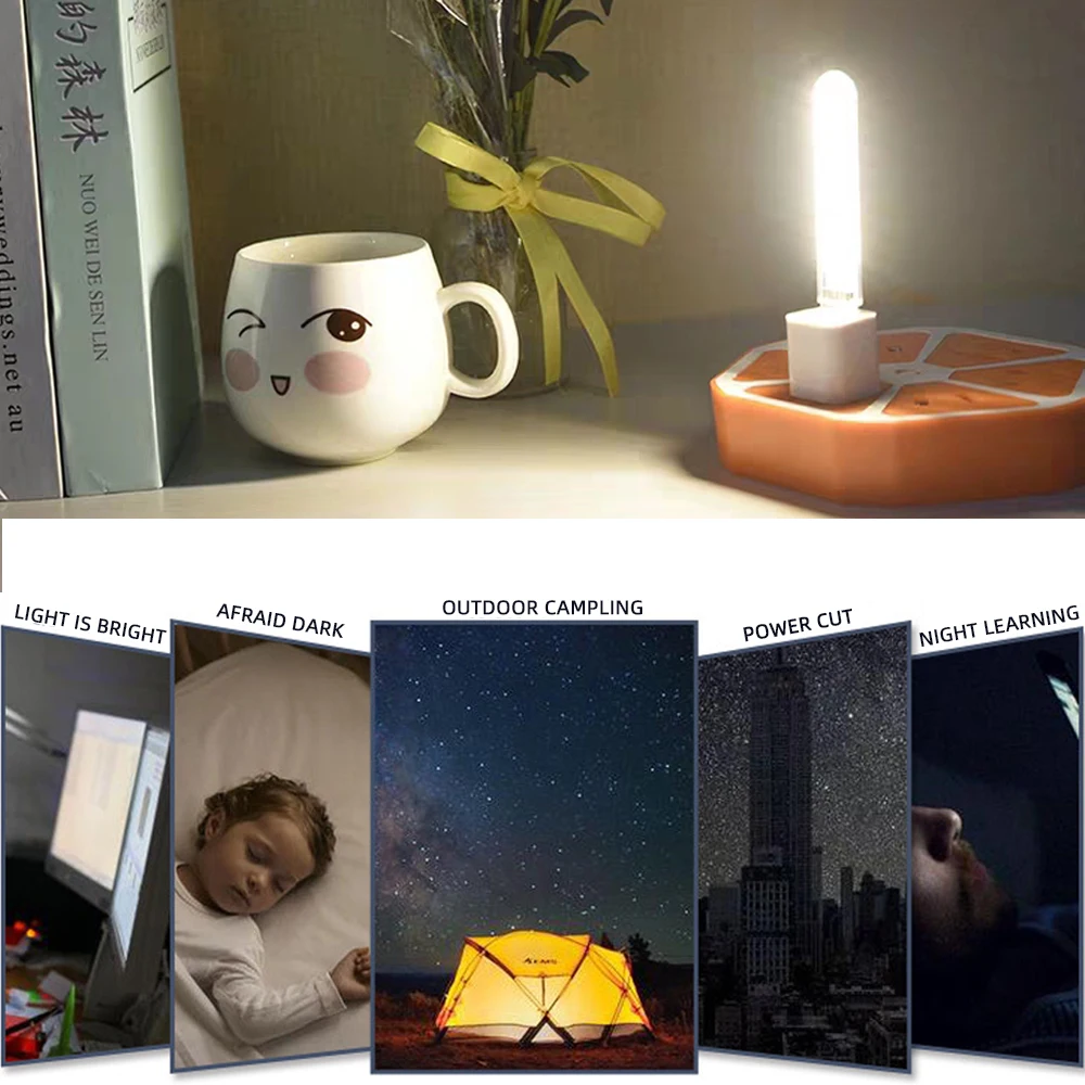 Mini Night Light LED Desk Lamp Portable USB Reading Book Table Flashlight For Power Bank Laptop Camping Lighting