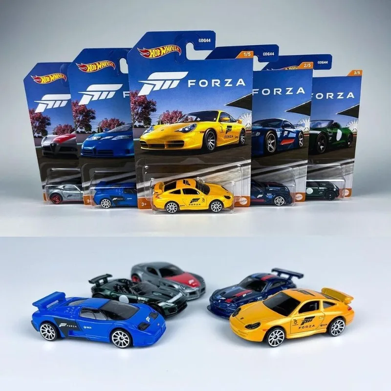 

5 Pack Original Hot Wheels Forza Bugatti Alpha Romeo Posche Jaguar F-Type 1:64 Car Model Hotwheels Toys for Boys Christmas Gifts