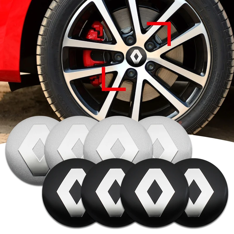 4Pc 56 + 60Mm Car Wheel Hub Center Caps Sticker Rim Cover Badge Emblem Per Renault Megane 3 2 Clio Duster Captur Logan Accessori