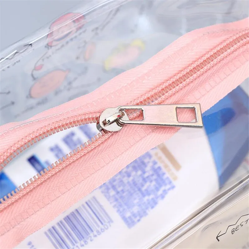 Clear Makeup Bag Fashion Transparent Travel Portable Mini Wash Storage Bags Strawberry Flower Print Women Zipper Cosmetic Bag 4