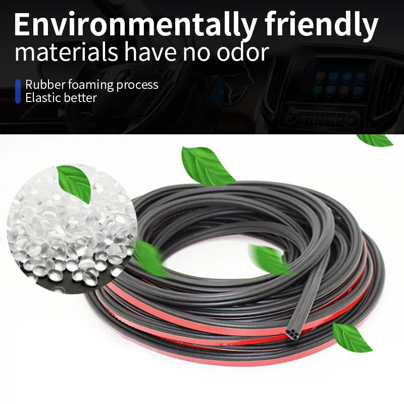 Double Layer Auto Door Seal Strip - Noise-Reducing Rubber Protector for Doors, Hoods, and Trunks
