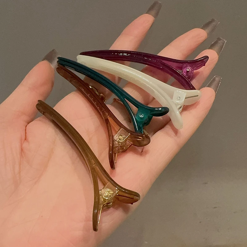 2 개/짝 7.5cm 다채로운 캔디 컬러 덕빌 헤어 클립 메이크업 앞머리 클립 여성용 여자 패션 바레트 헤어 스타일링 도구