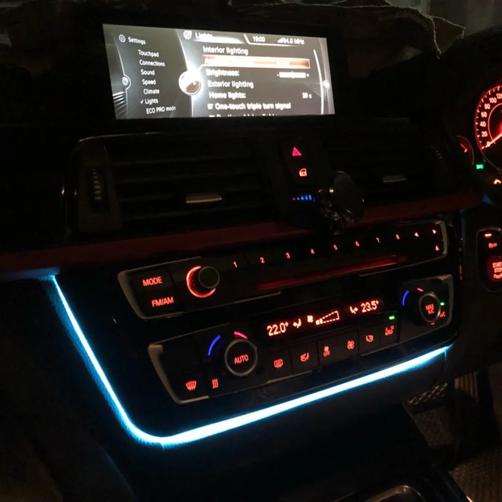 

Radio Trim Led Dashboard Atmosphere Light AC Panel Light with Blue and Orange Color For BMW 3 & 4 Series F30 LCI Center Console