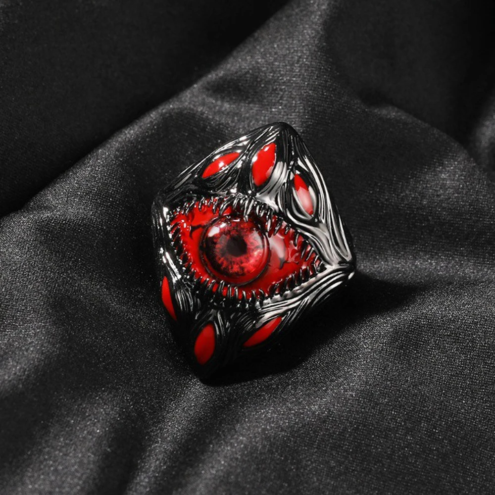 

Vintage Devil's Eye Black Red Eyes Ring Punk Gothic Hip Hop Baguette Heart Rings Personality Fashion Jewelry Gifts