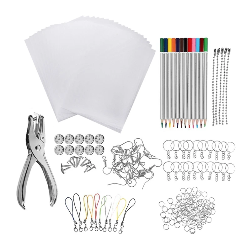 

Shrinky Art Paper Heat Shrink Sheet Plastic Kit Hole Punch Keychains Pencils DIY Color Lead Manual Heat Shrink Sheet