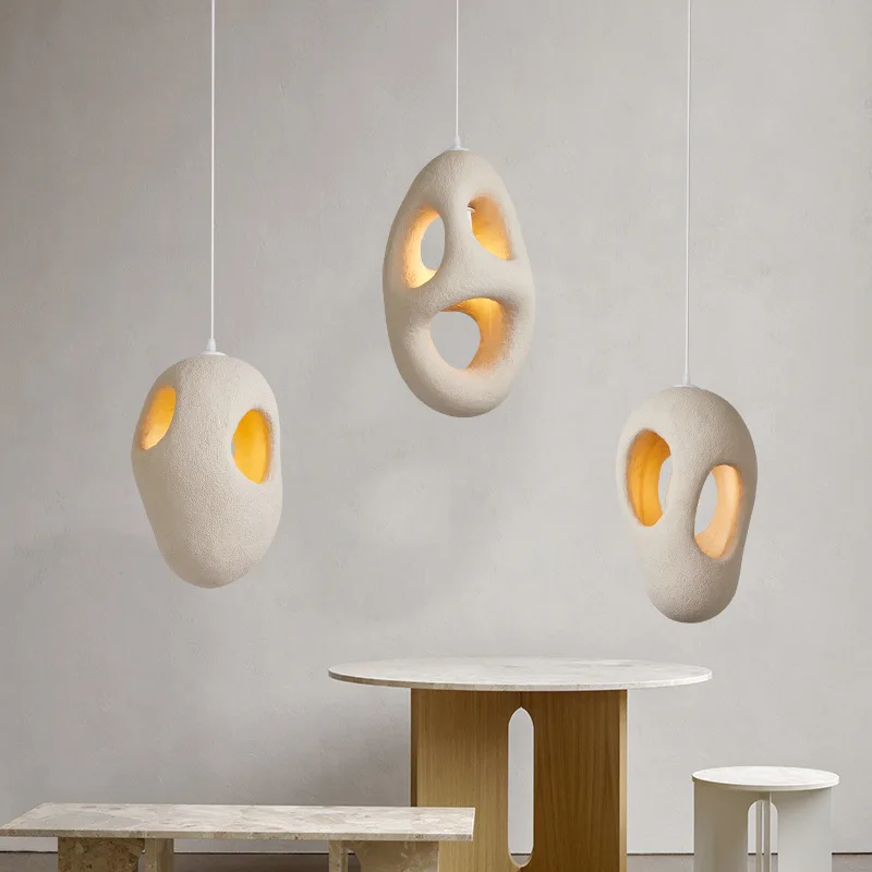 

Modern Wabi Sabi Led Pendant Lights Nordic Irregular white Pendant lamp for Living Room Minimalism Indoor Loft Designer lamp