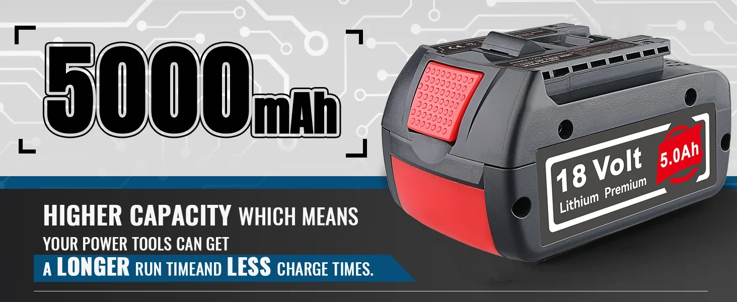 1/2/4Pcs BAT609 18V 5.0Ah Li-on Battery Replacement for Bosch 18V BAT610G BAT618G BAT619 BAT621 Cordless Power Tool Battery Pin