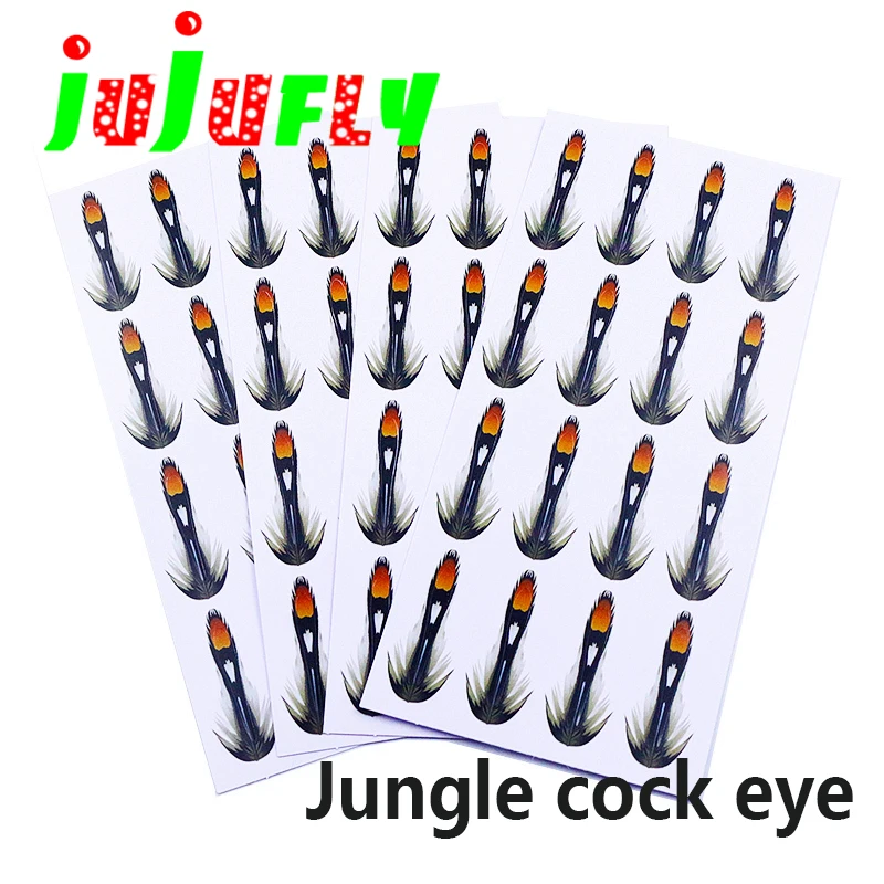 2sheets artificial jungle cock eye sub feather sticker classic wet flies fly tying materials even for buzzer&midge fly&streamers persuader 1pcs bucktail hair piece section streamers bass jigs fly tying material 10 colors northen deer tail artificial baits