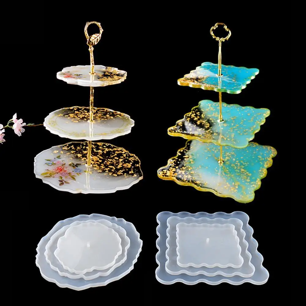 

NEW 3 Tier Reusable Silicone Casting Mold Thickened Cake Stand Molds For Diy Fruit Trays Snack Racks Trays