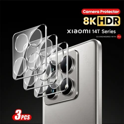 Clear 3D Glass Camera Protector Case - 3 Pack HD Back Lens Cover for Xiaomi 14T Pro (3PCS-3D Lens Glass)