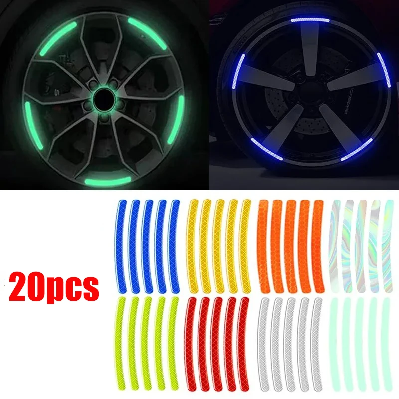 40Pcs Car Motorcycle Wheel Reflective Strips Colorful Hub Stickers Car Styling Decal Sticker Auto Moto Decor Decals Accessories